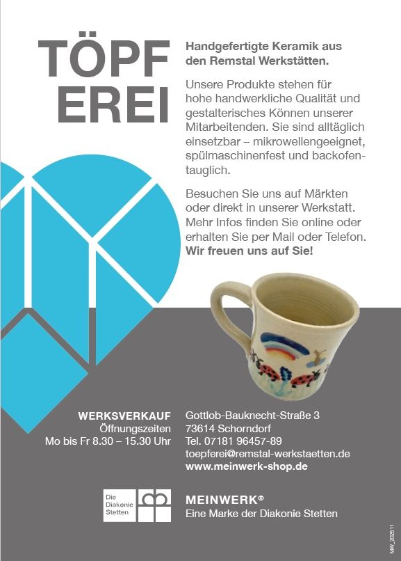 Infos und Kontakt zur Herstellung und Verkauf von Töpferwaren – Postkarte MEINWERK – Rückseite Infos und Kontakt zur Herstellung und Verkauf von Töpferwaren – Postkarte MEINWERK – Rückseite